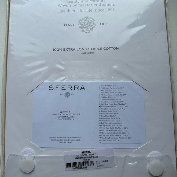 Sferra NEW standard pillow cases (pair) Giotto - Color “Honey” - Picture 2 of 4